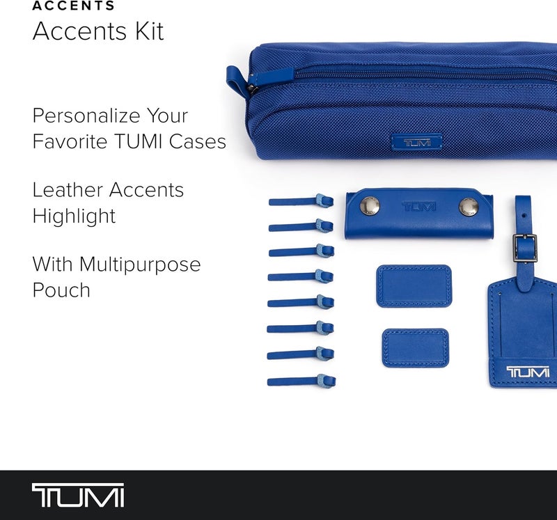 Tumi - Accents Kit - Includes 2 Leather Monogram Patches, 1 Leather Luggage Handle Wrap, 1 Luggage Tag & 8 Leather Zipper Pulls - Atlantic - Image 2